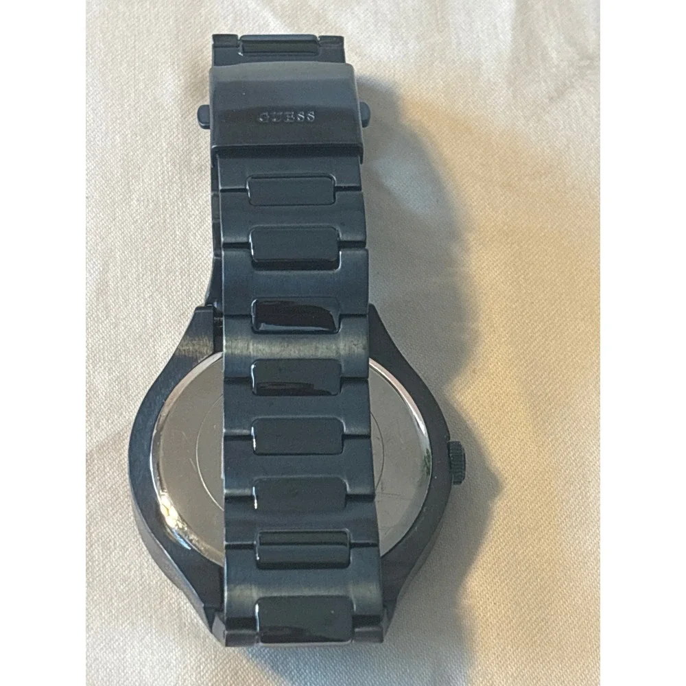 Guess Watch Men OS Black Purple Good Minimalist Crystal‎ U0161G3 Stainless Steel